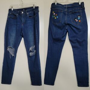 GAP 31 CURVY TRUE SKINNY FLORAL POCKET DESIGN DISTRESSED JEANS 31R